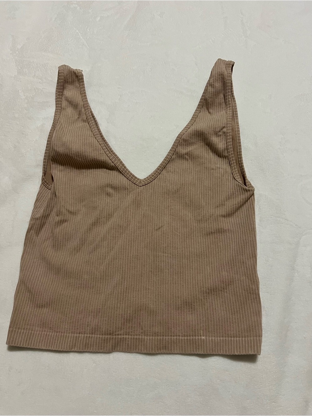 Forever 21 Ribbed V-Neck Tank in Taupe Beige